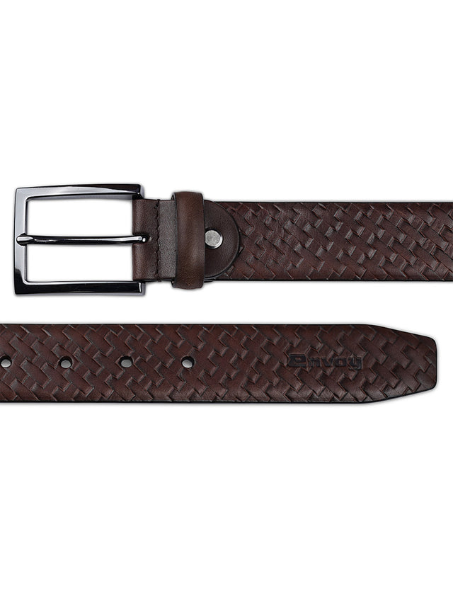 Men’s Coffee Brown Leather Belt with Wallet Set