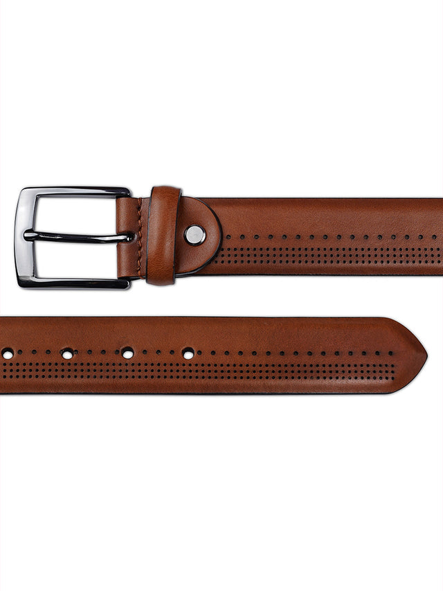 Men’s Tan Leather Belt with Wallet Set