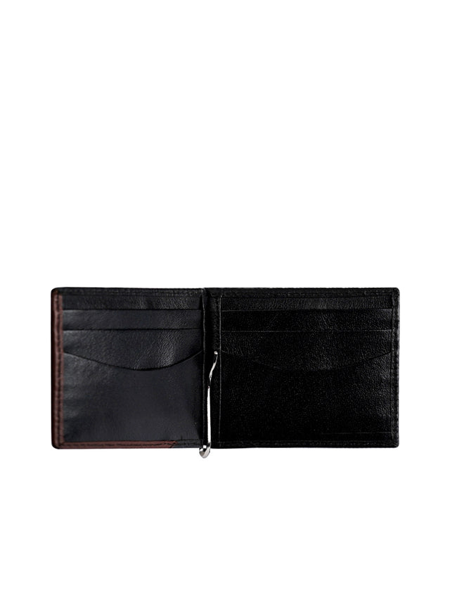 Men's Smooth Finish Black Full-Grain Leather Money Holder