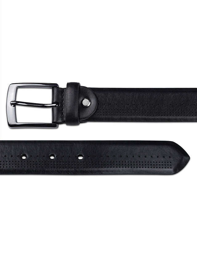 Men’s Black Leather Belt with Wallet Set